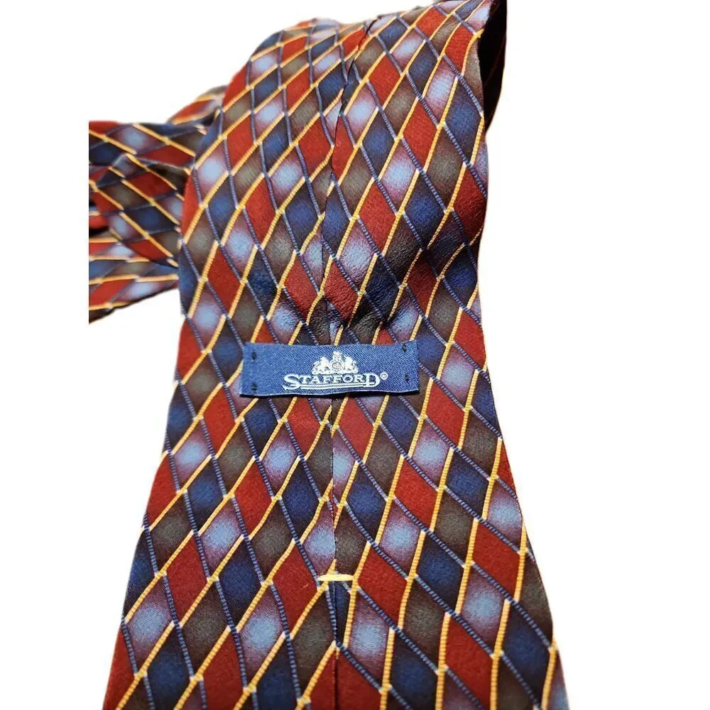 Stafford Multicolor Argyle Pattern Diamond‎ Necktie (Set of Two) 100% Silk